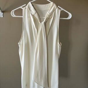 Theory Cream Tie-Neck Blouse